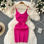 2025 New Chic Fashion Sexy Package Hips Rib Knitted Summer Suknelė Moterims Slim Elastingas Mini Bodycon Party Suknelė Streetwear Outfits