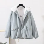 Biyaby Oversized Medvilnė Hooded Coats Moterims Winter Kawaii Loose Parkas 2024 New for Woman Casual Thickened Warm Jacket Female