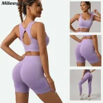 Moterims Padded Sports Bra High Liemuo Yoga Shorts Seamless Hip Lifting Gym Fitness Pants Workout Leggings Tights 2pcs Optional Set