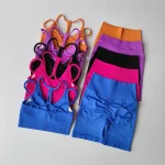 Peach High Liemuo Hip Lifting Sports Set Gathering Shockproof Quick Dried Yoga Clothes Running 3/4 Pants Fitness Two Piece Set