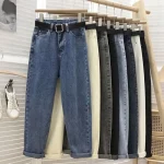 High Liemuo Harlan Denim Jeans Moterims Students Straight Leg Loose Slimming Spring Autumn New Style Old Dad Cucumber Trendy
